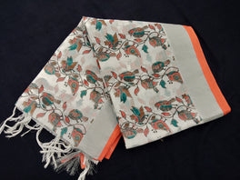 Beautiful White Linen Printed Saree