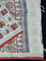 Load image into Gallery viewer, Beautiful White Linen Printed Saree