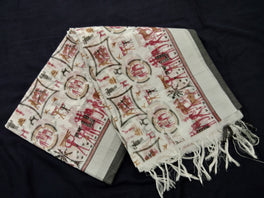 Beautiful White Linen Printed Saree