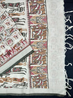 Load image into Gallery viewer, Beautiful White Linen Printed Saree