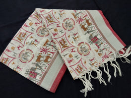 Beautiful White Linen Printed Saree