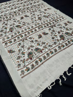 Load image into Gallery viewer, Beautiful White Linen Printed Saree