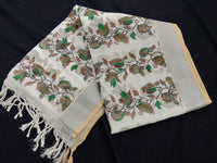 Load image into Gallery viewer, Beautiful White Linen Printed Saree