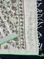 Load image into Gallery viewer, Beautiful White Linen Printed Saree