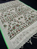 Load image into Gallery viewer, Beautiful White Linen Printed Saree
