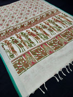 Load image into Gallery viewer, Beautiful White Linen Printed Saree