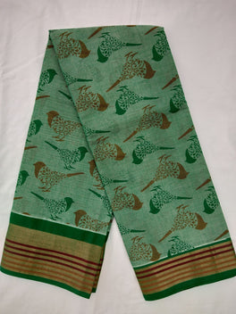Printed Mangalagiri Cotton Saree With Zari Border