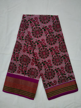 Printed Mangalagiri Cotton Saree With Zari Border