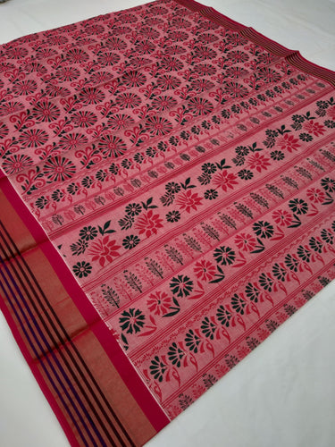 Printed Mangalagiri Cotton Saree With Zari Border