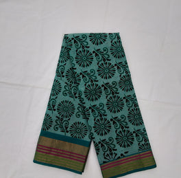 Printed Mangalagiri Cotton Saree With Zari Border