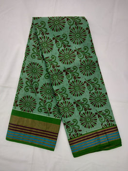 Printed Mangalagiri Cotton Saree With Zari Border