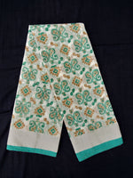 Load image into Gallery viewer, Printed Semi Cotton Slub Lenin With Silver Zari Border