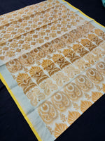 Load image into Gallery viewer, Printed Semi Cotton Slub Lenin With Silver Zari Border