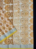 Load image into Gallery viewer, Printed Semi Cotton Slub Lenin With Silver Zari Border