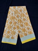 Load image into Gallery viewer, Printed Semi Cotton Slub Lenin With Silver Zari Border