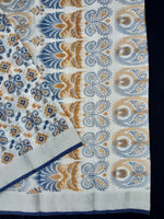 Load image into Gallery viewer, Printed Semi Cotton Slub Lenin With Silver Zari Border