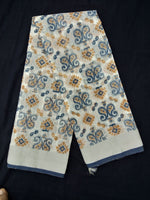 Load image into Gallery viewer, Printed Semi Cotton Slub Lenin With Silver Zari Border