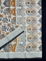 Load image into Gallery viewer, Printed Semi Cotton Slub Lenin With Silver Zari Border