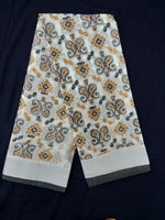 Load image into Gallery viewer, Printed Semi Cotton Slub Lenin With Silver Zari Border