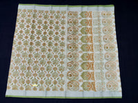 Load image into Gallery viewer, Printed Semi Cotton Slub Lenin With Silver Zari Border