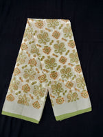 Load image into Gallery viewer, Printed Semi Cotton Slub Lenin With Silver Zari Border