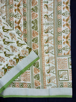 Load image into Gallery viewer, Printed Semi Cotton Slub Lenin With Silver Zari Border