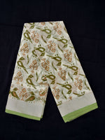 Load image into Gallery viewer, Printed Semi Cotton Slub Lenin With Silver Zari Border