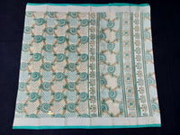 Load image into Gallery viewer, Printed Semi Cotton Slub Lenin With Silver Zari Border