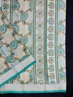 Load image into Gallery viewer, Printed Semi Cotton Slub Lenin With Silver Zari Border