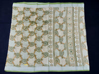 Load image into Gallery viewer, Printed Semi Cotton Slub Lenin With Silver Zari Border