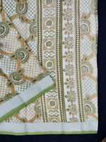 Load image into Gallery viewer, Printed Semi Cotton Slub Lenin With Silver Zari Border