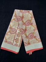 Load image into Gallery viewer, Printed Semi Cotton Slub Lenin With Silver Zari Border