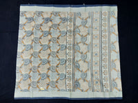 Load image into Gallery viewer, Printed Semi Cotton Slub Lenin With Silver Zari Border