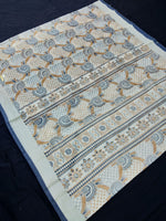 Load image into Gallery viewer, Printed Semi Cotton Slub Lenin With Silver Zari Border