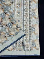 Load image into Gallery viewer, Printed Semi Cotton Slub Lenin With Silver Zari Border