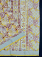 Load image into Gallery viewer, Printed Semi Cotton Slub Lenin With Silver Zari Border