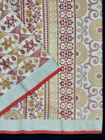 Load image into Gallery viewer, Printed Semi Cotton Slub Lenin With Silver Zari Border