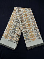 Load image into Gallery viewer, Printed Semi Cotton Slub Lenin With Silver Zari Border