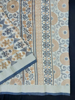 Load image into Gallery viewer, Printed Semi Cotton Slub Lenin With Silver Zari Border