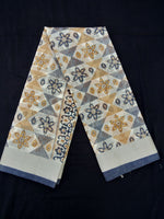 Load image into Gallery viewer, Printed Semi Cotton Slub Lenin With Silver Zari Border