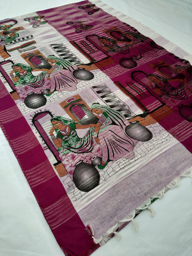 Mota Cotton Saree Comes With Bangladesh Print
