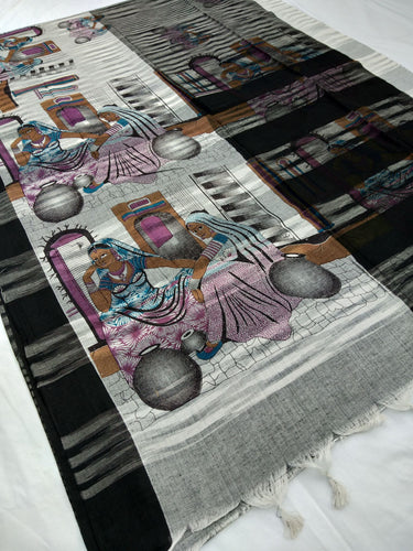 Mota Cotton Saree Comes With Bangladesh Print