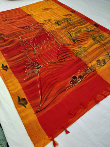 Mota Cotton Saree Comes With Bangladesh Print