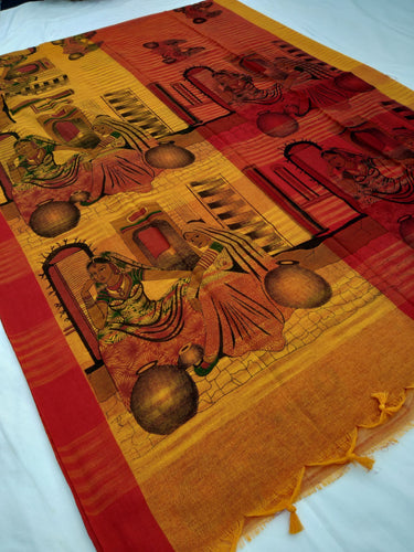 Mota Cotton Saree Comes With Bangladesh Print