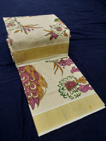 Load image into Gallery viewer, Printed Kerala Cotton Tissue (Gold Zari )