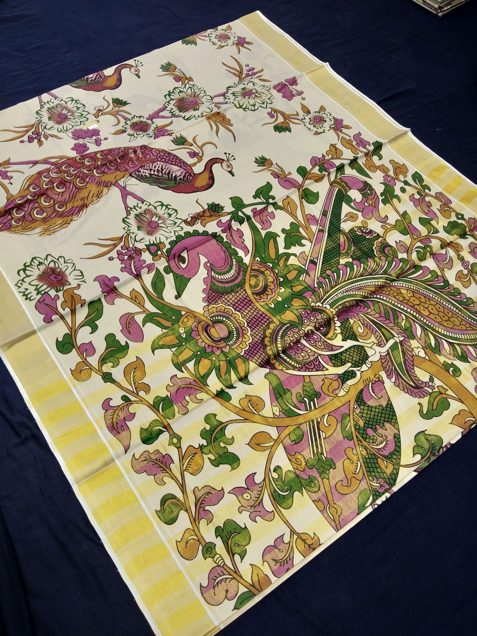 Printed Kerala Cotton Tissue (Gold Zari )
