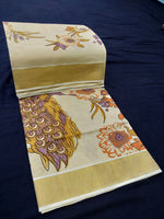 Load image into Gallery viewer, Printed Kerala Cotton Tissue (Gold Zari )