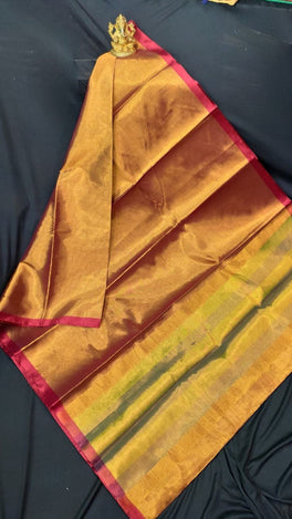 UPPADA PURE COTTON TISSUE PLAIN SAREE