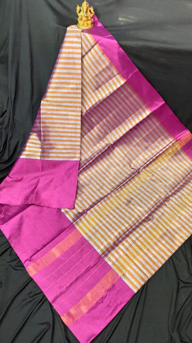 Uppada Pure Cotton Tissue Stripe Saree
