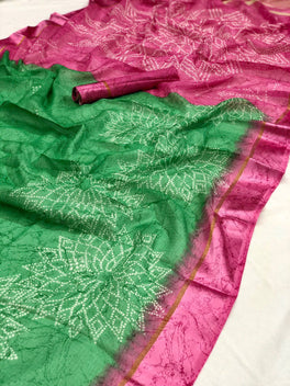 Unique Ikkat Bandhej Print Saree